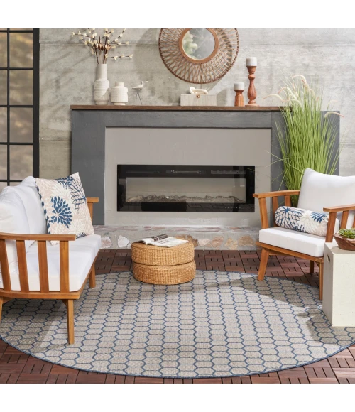 Nourison Twist Reversible Blue TWS01 8 ft. X Round Rug