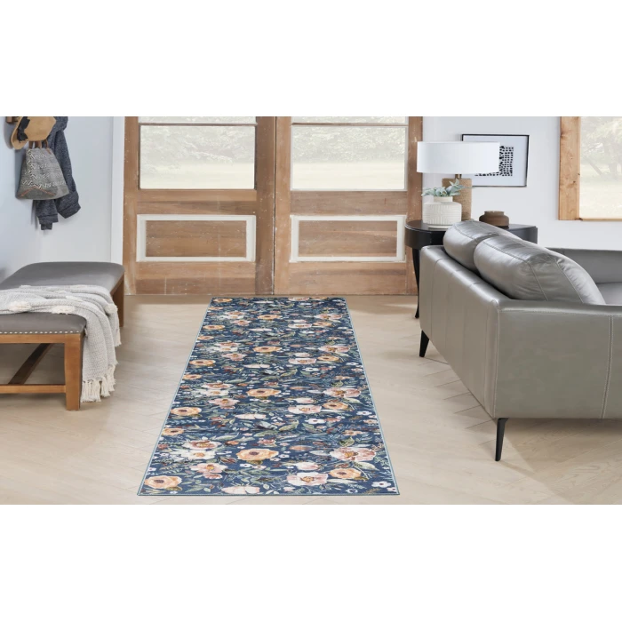 Nourison Nourison Washables Navy Multicolor NWB01 2 ft. 2 in. X 8 ft. Rectangle Rug