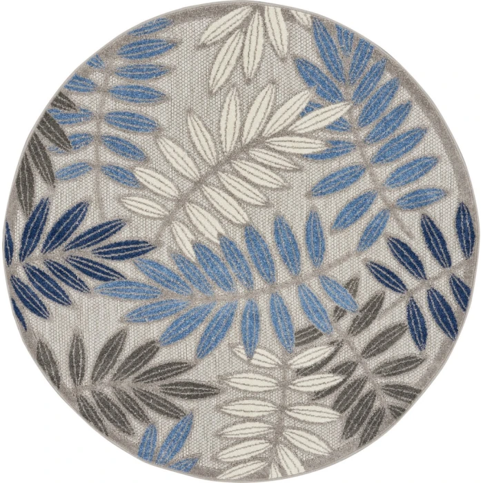 Nourison Aloha Round Area Rug ALH18-Grey/Blue