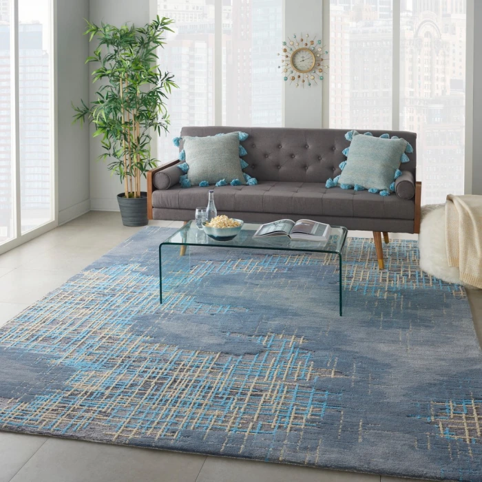 Nourison Symmetry Area Rug SMM08-Blue/Beige