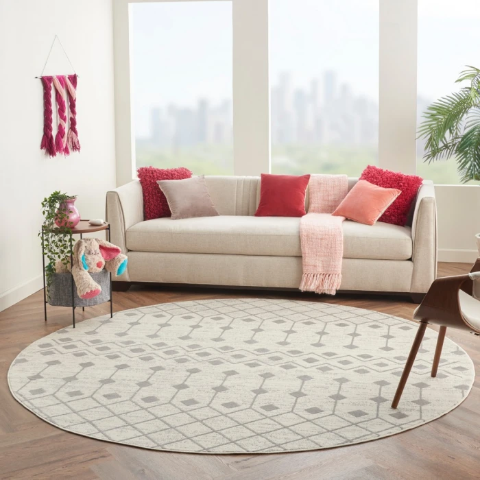 Nourison Grafix Round Area Rug GRF37-Ivory/Grey