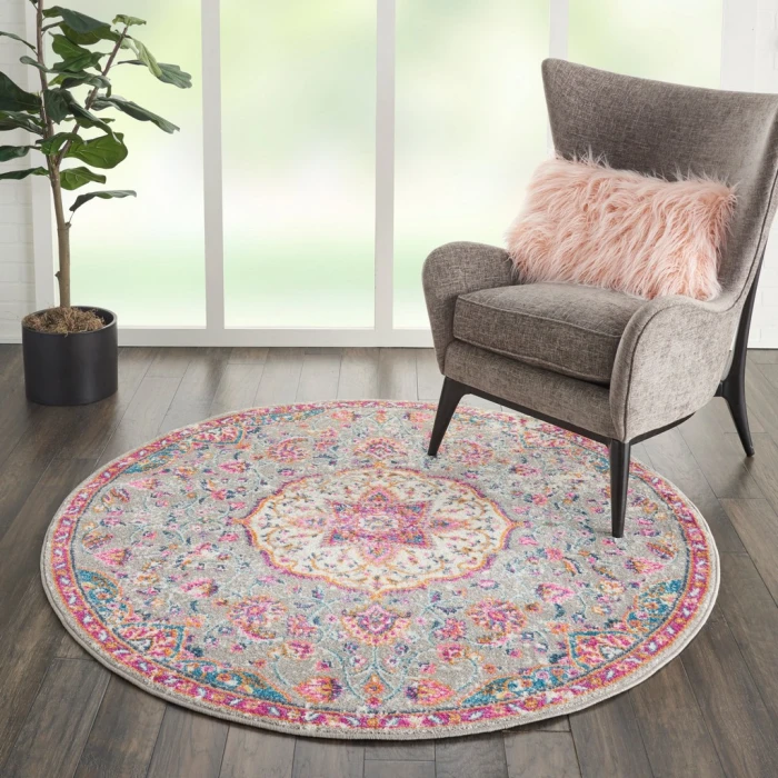 Nourison Passion Round Area Rug PSN22-Grey/Multi