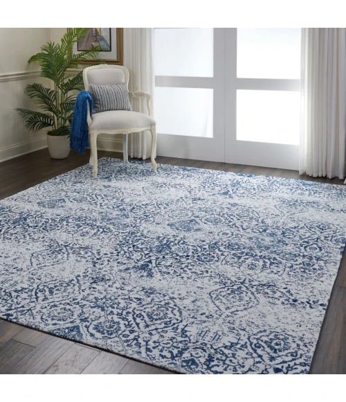 Nourison Damask Area Rug DAS06-Ivory/Navy