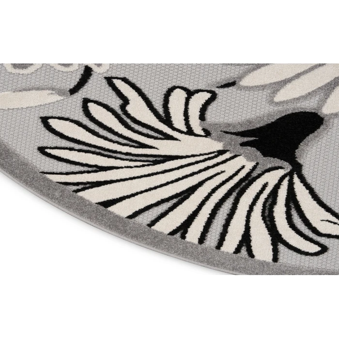 Nourison Aloha Black White ALH33 5 ft. 3 in. Round Rug