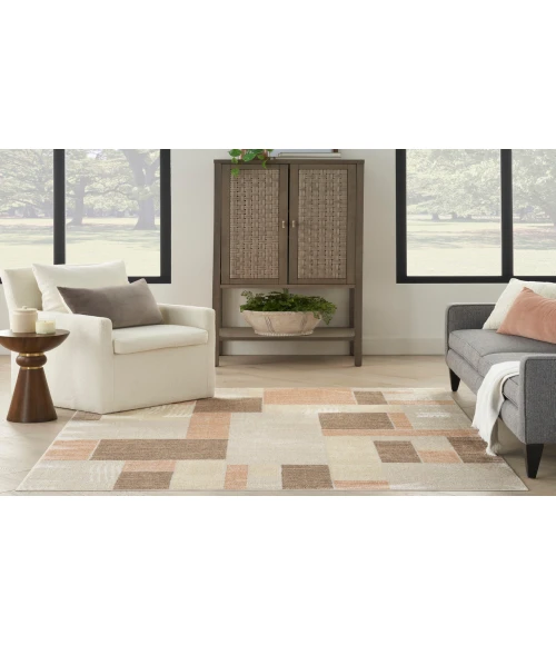 Nourison Astra Machine Washable Beige Multicolor ASW09 5 ft. 3 in. X 7 ft. Rectangle Rug
