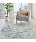 Nourison Tranquil Round Area Rug TRA03-Ivory/Turquoise