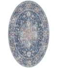 Nicole Curtis Machine Washable Series 1 Ivory Navy SR101 5 ft. 3 in. Round Rug