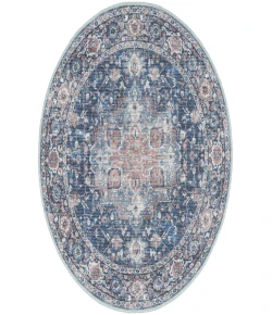Nourison Home New Concept Washables SR101 Ivory Navy 5 ft. 3 in. Round Area Rug