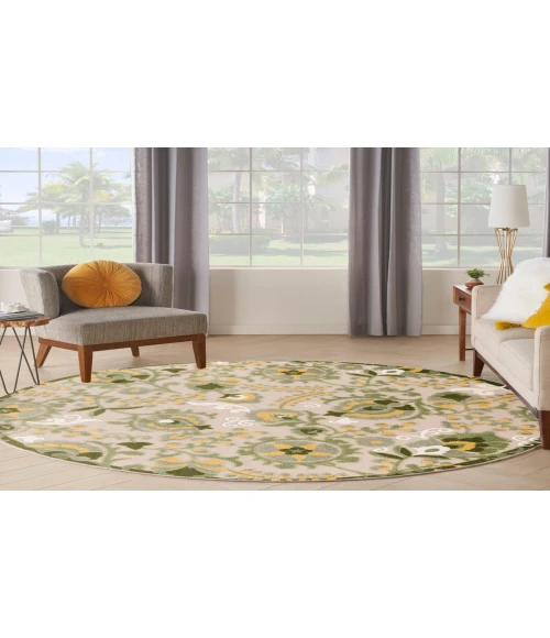 Nourison Aloha Ivory Green ALH17 5 ft. 3 in. Round Rug