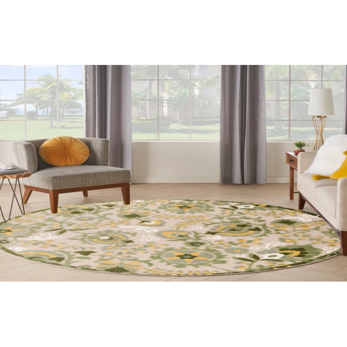 Nourison Aloha Ivory Green ALH17 5 ft. 3 in. Round Rug