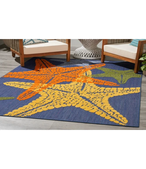 Nourison Aloha Blue Multicolor ALH28 5 ft. 3 in. X 7 ft. 5 in. Rectangle Rug