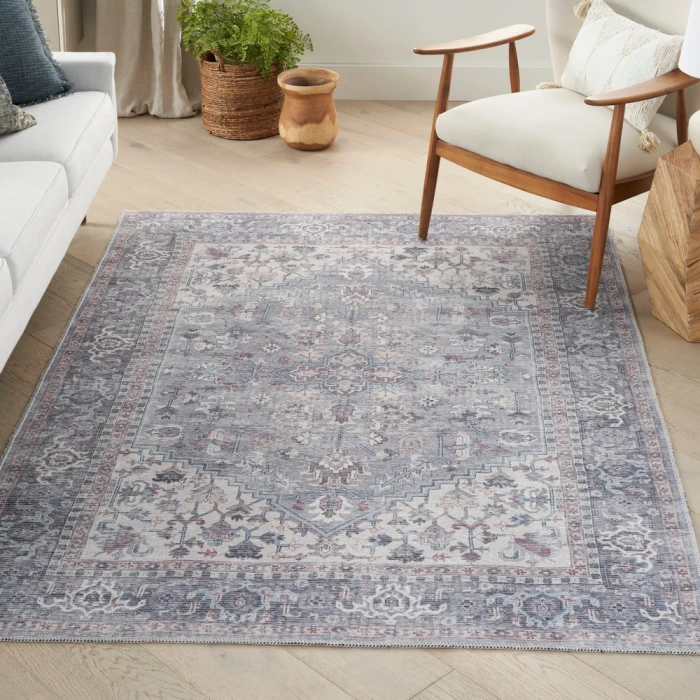 Nicole Curtis Machine Washable Series 1 Area Rug SR104 Grey