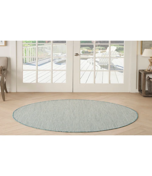 Nourison Courtyard Ivory Aqua COU01 4 ft. Round Rug