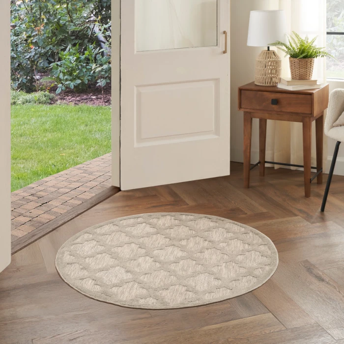 Nourison Home Easy Care Cream NES01 4 ft. Round Rug