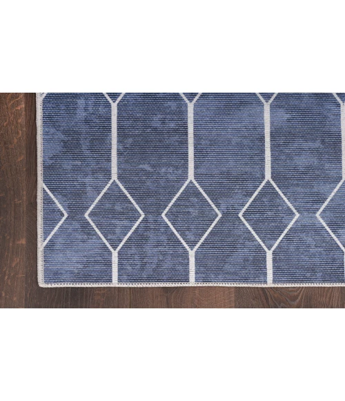 Nicole Curtis Machine Washable Series 1 Navy SR107 2 ft. 2 in. X 10 ft. Rectangle Rug