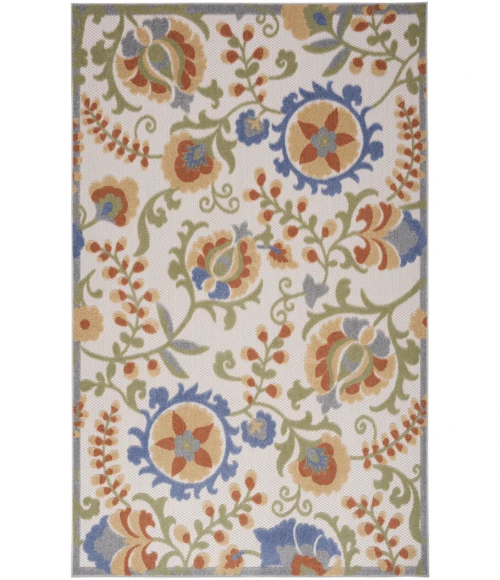 Nourison Aloha Ivory Blue ALH17 6 ft. X 9 ft. Rectangle Rug