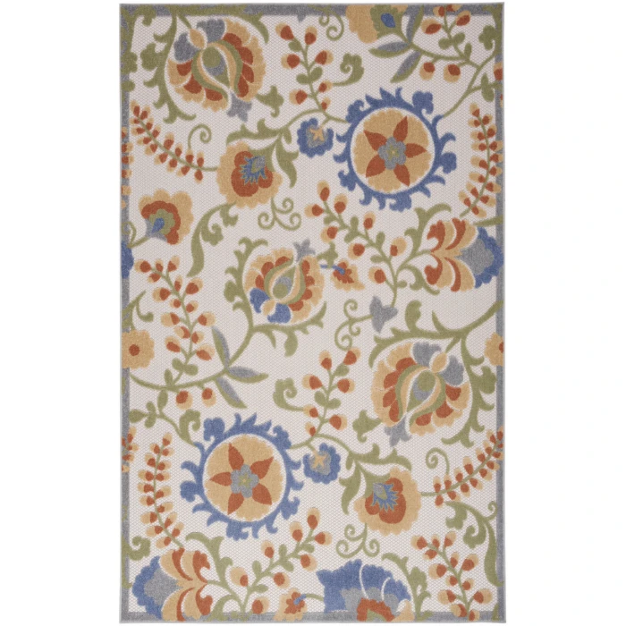 Nourison Aloha Ivory Blue ALH17 6 ft. X 9 ft. Rectangle Rug