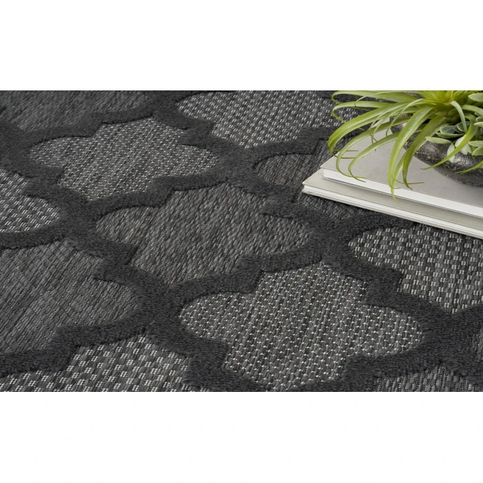 Nourison Easy Care Charcoal Black NES01 8 ft. Round Rug