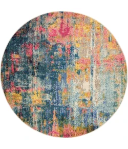 Nourison Home Celestial CES09 Blue Yellow 5 ft. 3 in. Round Area Rug