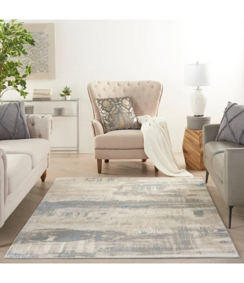 Nourison Solace Ivory/Grey/Blue Area Rug SLA07-Ivory/Grey/Blue