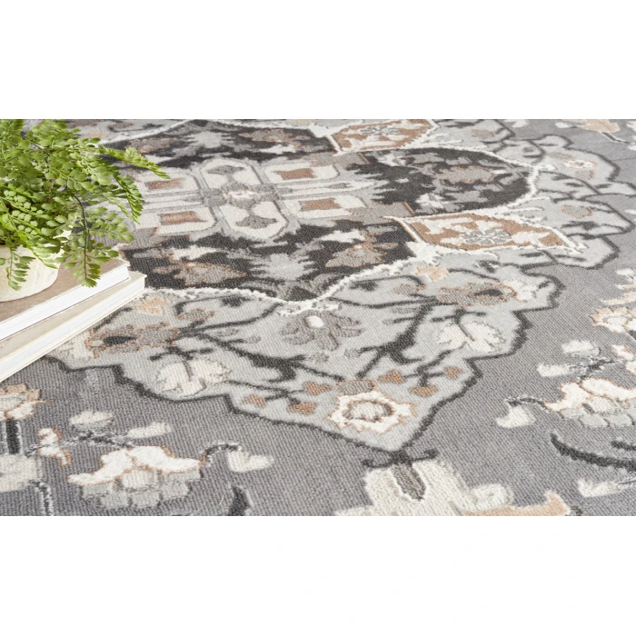Nourison Elation Grey ETN09 5 ft. 3 in. Round Rug