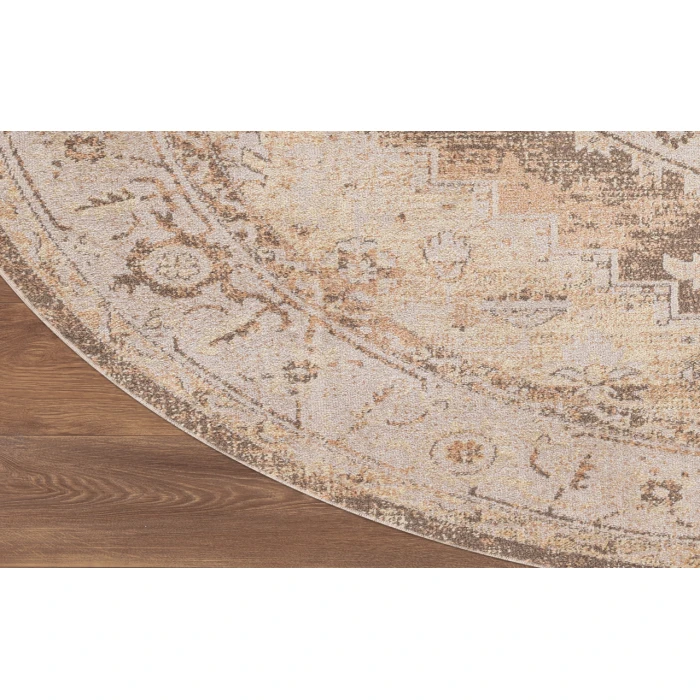 Nourison Astra Machine Washable Beige ASW13 7 ft. 10 in. Round Rug