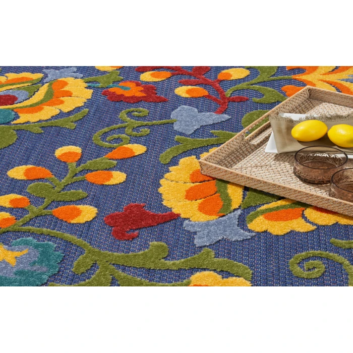 Nourison Aloha Navy Multicolor ALH17 7 ft. 10 in. X 10 ft. 6 in. Rectangle Rug