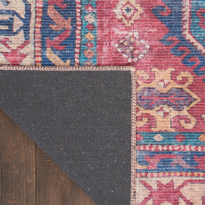 Nicole Curtis Machine Washable Series 1 Area Rug SR105 Red/Navy 2' x 4'