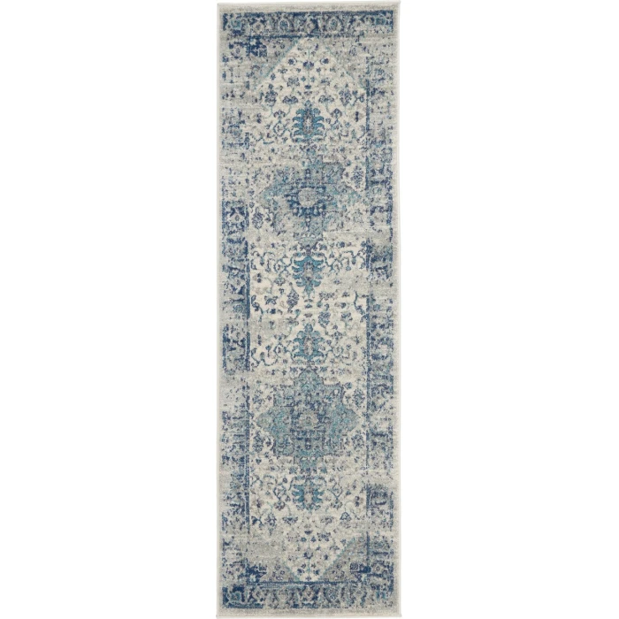 Nourison Tranquil Runner Area Rug TRA06-Ivory/Light Blue