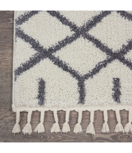 Nourison Moroccan Shag Runner Area Rug MRS01-White