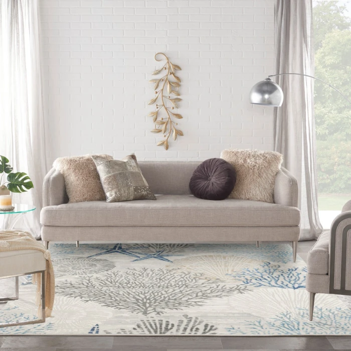 Nourison Seaside Ivory Grey Blue SDS04 5 ft. X Square Rug