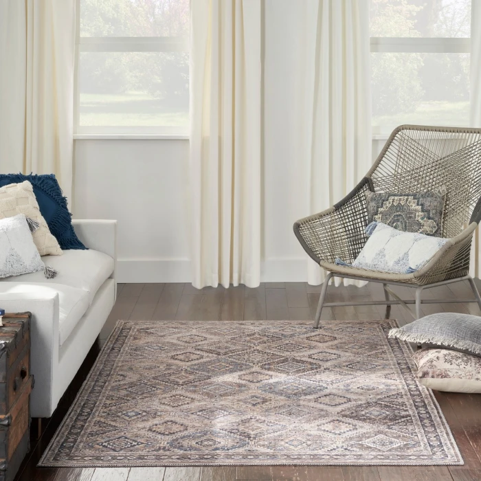 Nicole Curtis Machine Washable Series 1 Area Rug SR103 Ivory/Latte 4' x 6'