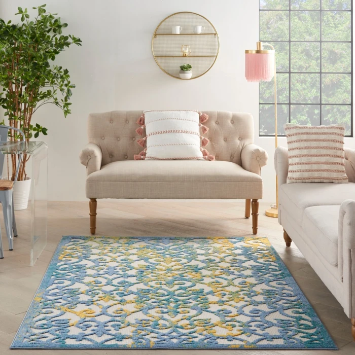 Nourison Aloha Indoor/Outdoor Area Rug ALH21-Ivory Blue