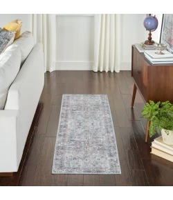 Nourison Home New Concept Washables SR104 Light Grey Blue 2 ft. 2 in. X 10 ft. Area Rug