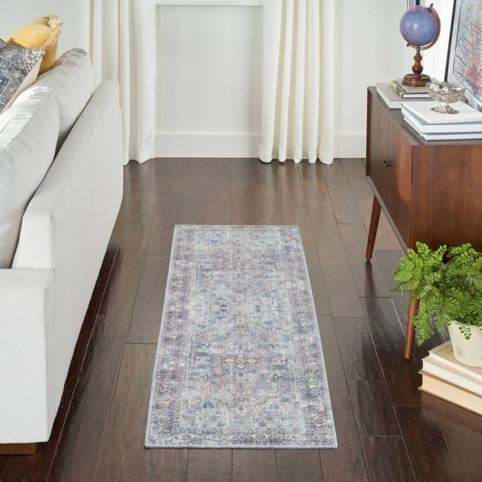 Nicole Curtis Machine Washable Series 1 Area Rug SR104 Light Grey/Blue