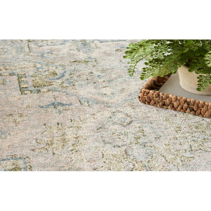 Nourison Astra Machine Washable Blue Green ASW12 5 ft. 3 in. X 7 ft. Rectangle Rug