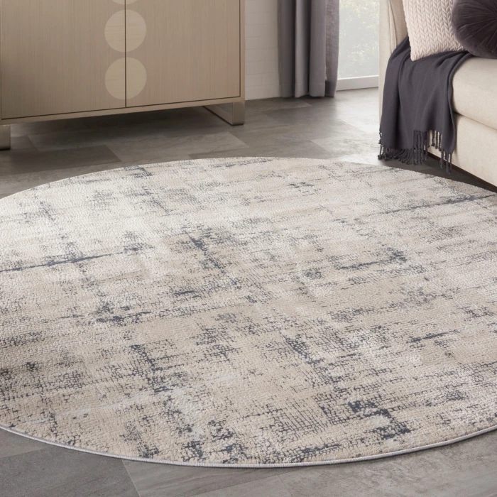 Nourison Rustic Textures Area Rug RUS06 Ivory/Blue 7'10" Round