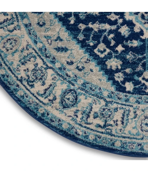 Nourison Tranquil Round Area Rug TRA06-Ivory/Navy