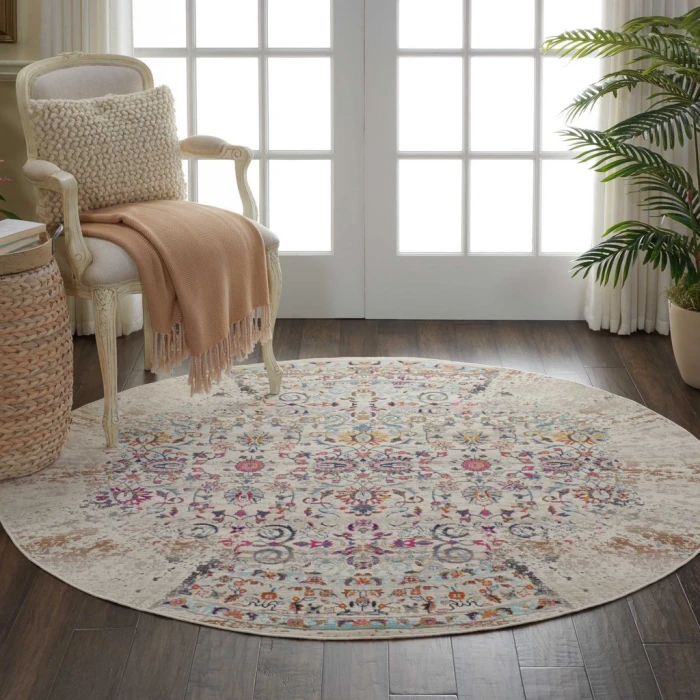 Nourison Vintage Kashan Round Area Rug VKA02-Ivory