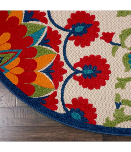 Nourison Aloha Round Area Rug ALH20-Red/Multicolor