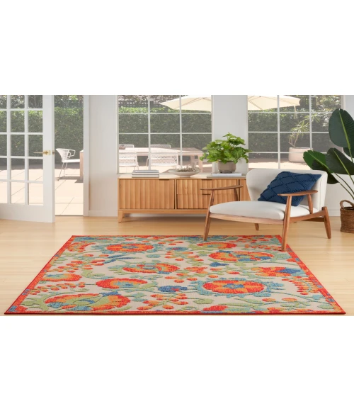 Nourison Aloha Red Multicolor ALH17 3 ft. 6 in. X 5 ft. 6 in. Rectangle Rug