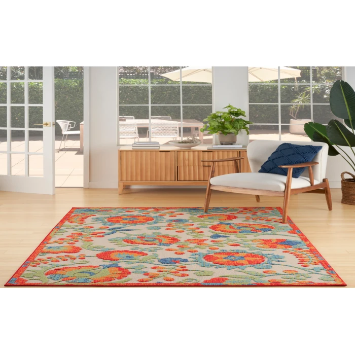 Nourison Aloha Red Multicolor ALH17 3 ft. 6 in. X 5 ft. 6 in. Rectangle Rug