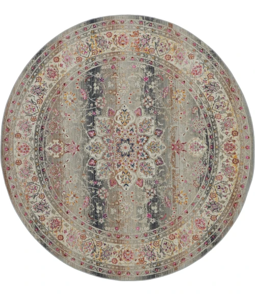 Nourison Vintage Kashan Round Area Rug VKA01-Grey