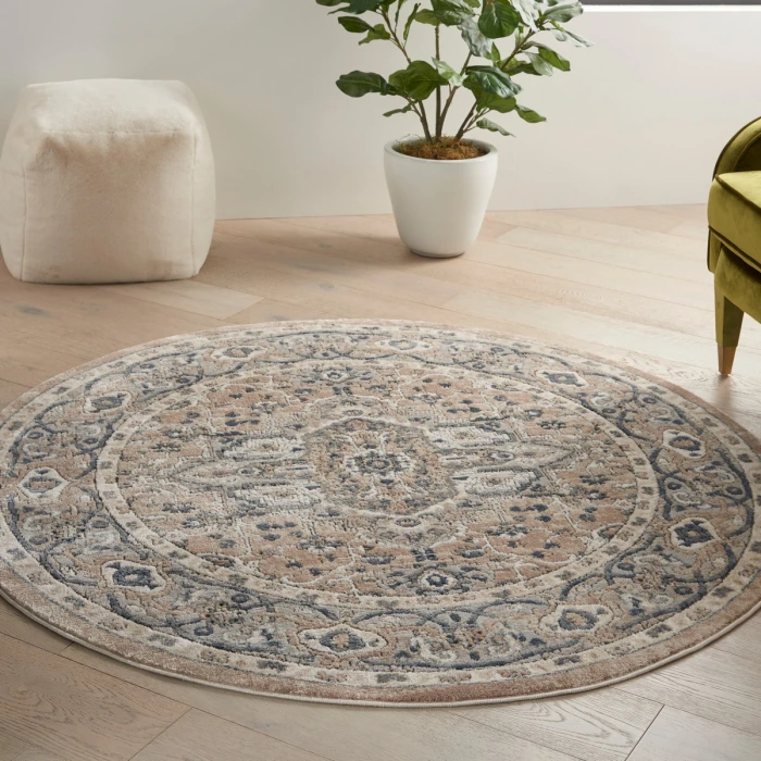 Nourison Quarry Beige Grey QUA05 4 ft. X Round Rug