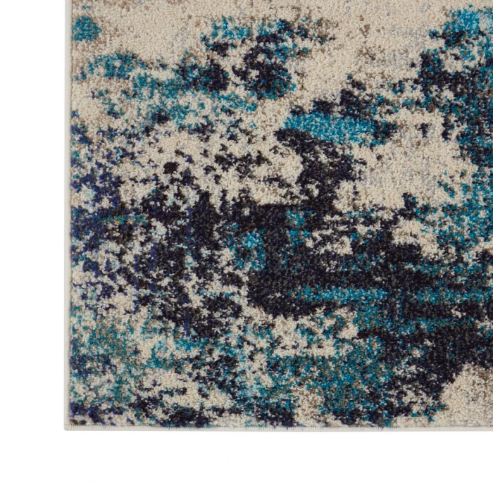 Nourison Celestial Area Rug CES02-Ivory/Teal Blue