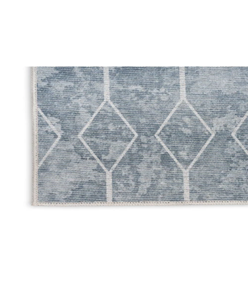 Nicole Curtis Machine Washable Series 1 Blue Grey SR107 2 ft. 2 in. X 8 ft. Rectangle Rug