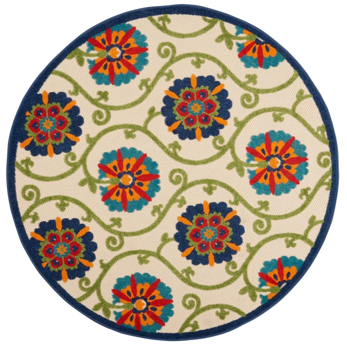 Nourison Aloha Round Area Rug ALH19-Blue/Multicolor
