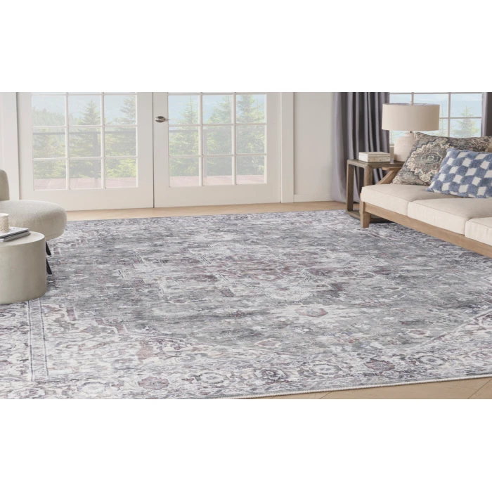 Nicole Curtis Machine Washable Series 1 Ivory Grey SR101 10 ft. X 14 ft. Rectangle Rug