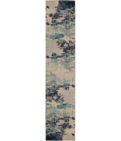 Nourison Celestial Runner Area Rug CES02-Ivory/Teal Blue