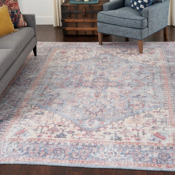 Nicole Curtis Machine Washable Series 1 Area Rug SR104 Blue/Multi 8' x 10'